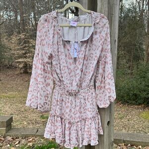 Buddy Love light blush pink ruffled neckline blouse